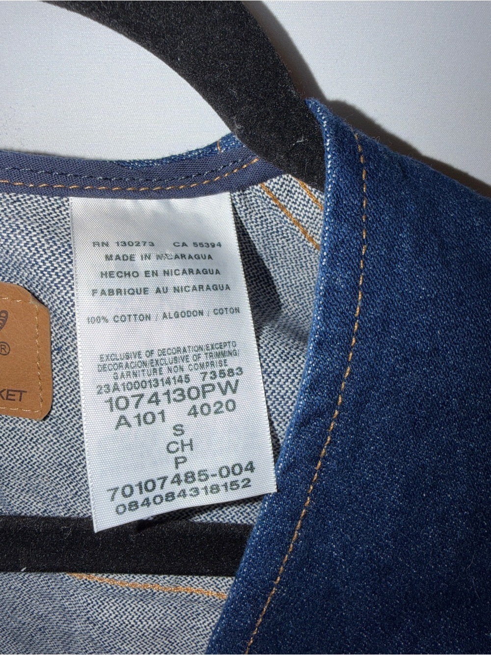 Wrangler Indigo Blue Denim Vest with Contrast Topstitching - Picture 3 of 3